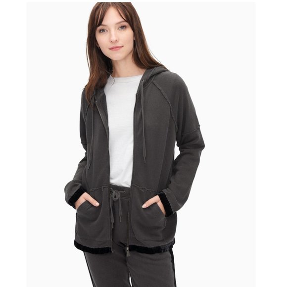 Splendid Tops Nwt Splendid Womens Mixed Media Zip Up Hoodie Size S